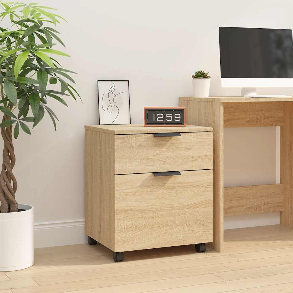 Mobile Filing Cabinet with Casters Sonoma Oak Finish 45 x 38 x 54 cm