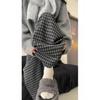 Корейские ретро шерстяные брюки в клетку широкого кроя: Женский уютный осенне-зимний ленивый стиль