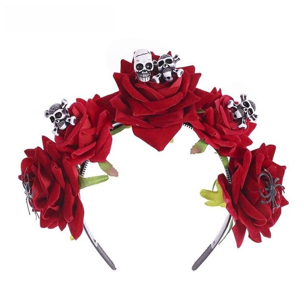 Головной убор в виде черепа паука на Хэллоуин, карнавальный костюм, мексиканская роза, корона для женщин