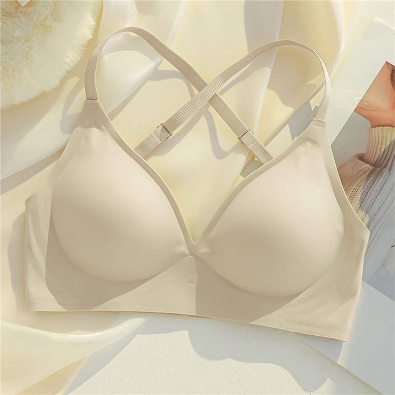 External Expansion Underwear Female Breasts Gathered Together Seamless Sexy U-shaped Back Bra Solid Color Thick Bra