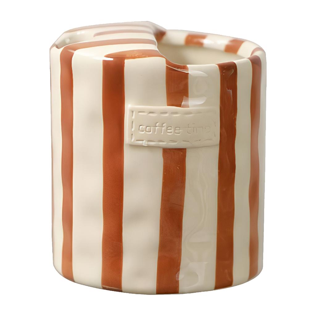 Hand-Painted Retro Striped Ceramic Coffee Mug Vintage Breakfast Cup Coffee Cup Christmas Gift Drinkware