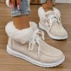 Plus Size Women's Shoes Fall and Winter New Fashion Round Toe Lace-up Cotton Boots with Fleece Mouth Women's Cotton Shoes