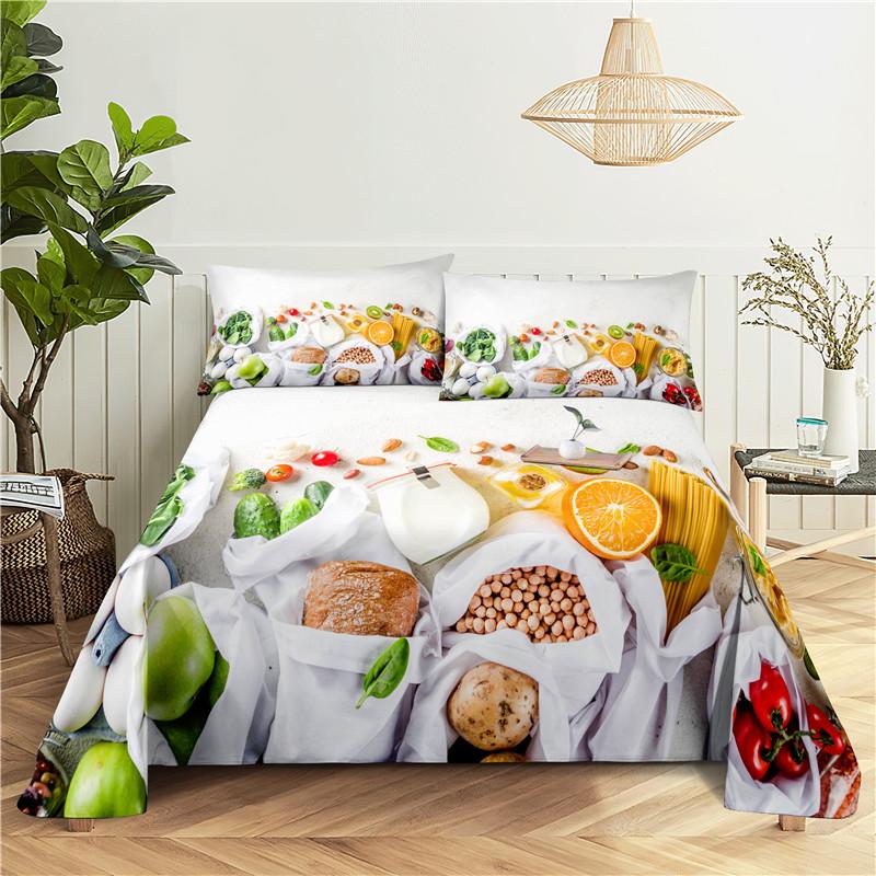 Комплект постельного белья Fresh Fruit 0.9/1.2/1.5/1.8/2.0m с цифровой печатью из полиэстера и наволочкой