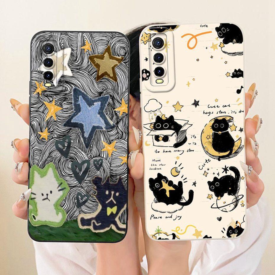 Cute Printed Phone Case For Vivo Y70s Y70t Soft Silicone Shockproof Cases For Vivo Y70S Y70T 5G V2002A Covers Bumpers