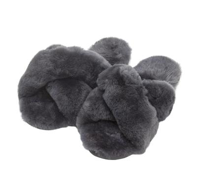 Craftworks EVERAU Mouton Размер см Тапочки с двойным перекрестом, Серый, 23.0