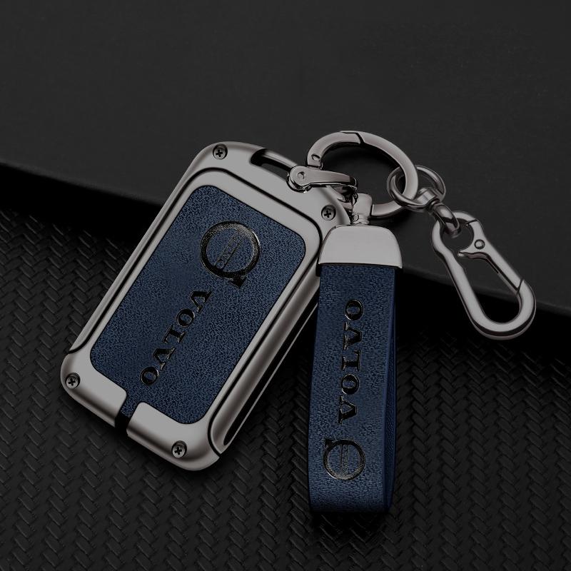 Zine Alloy Leather Car Key Case Cover Protection Shell Holder For Volvo XC60 XC40 XC90 S90 V60 S60 V90 C40 Polestar 1 Polestar 2