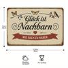 "Glück Ist Nachbarn" Metal Sign - 20.32x30.48cm German Friendship Quote with Nature Illustrations