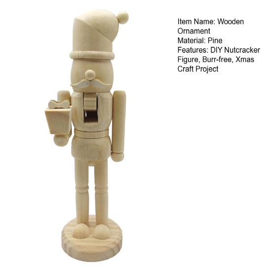 Нераскрашенная рождественская фигурка Щелкунчика Сделай сам Пустая фигурка солдатика Щелкунчика Незаконченная деревянная фигурка Щелкунчика для рождественского украшения, поделочный проект