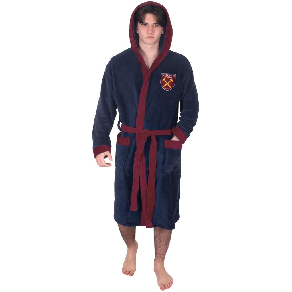 West Ham United FC Mens Crest Fleece Contrast Trim Dressing Gown