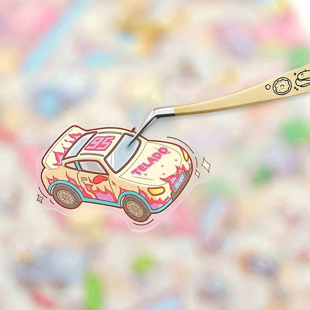 Stainless Steel Curved Stickers Tweezers High Precision Eyelash Curler Miniature Scene Stickers