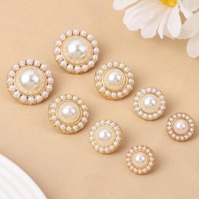 10 шт., блестящие пуговицы для одежды из сплава со стразами и жемчугом, пуговицы для шитья одежды своими руками, рукоделие, декоративные швейные аксессуары