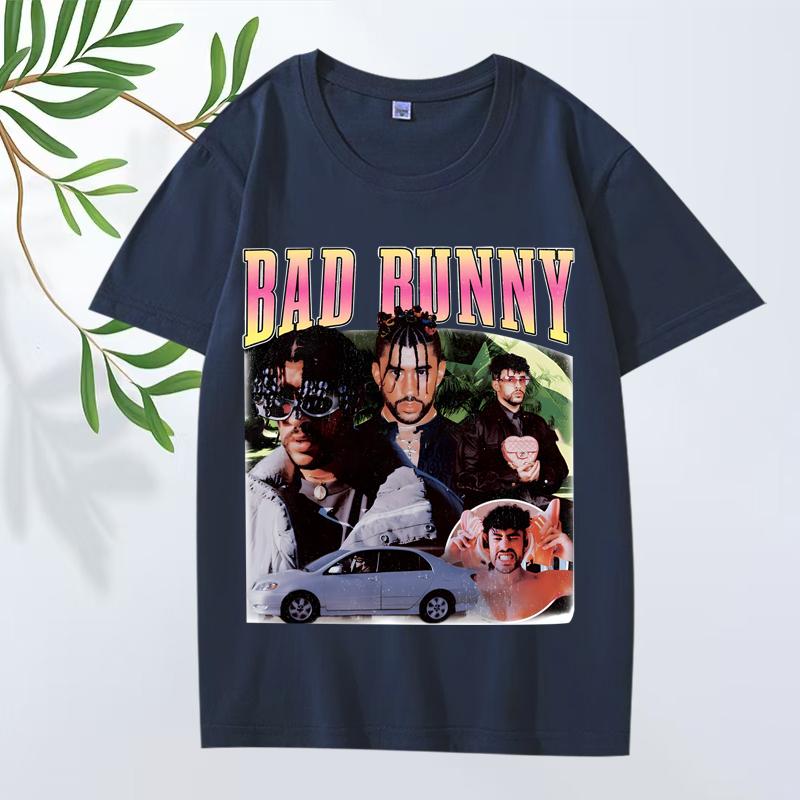 Классическая футболка Bad Bunny 2025 Новая Унисекс s Женская Оверсайз 100% Хлопок Уличный Стиль Короткий Рукав Летний Принт Графика Унисекс Топы