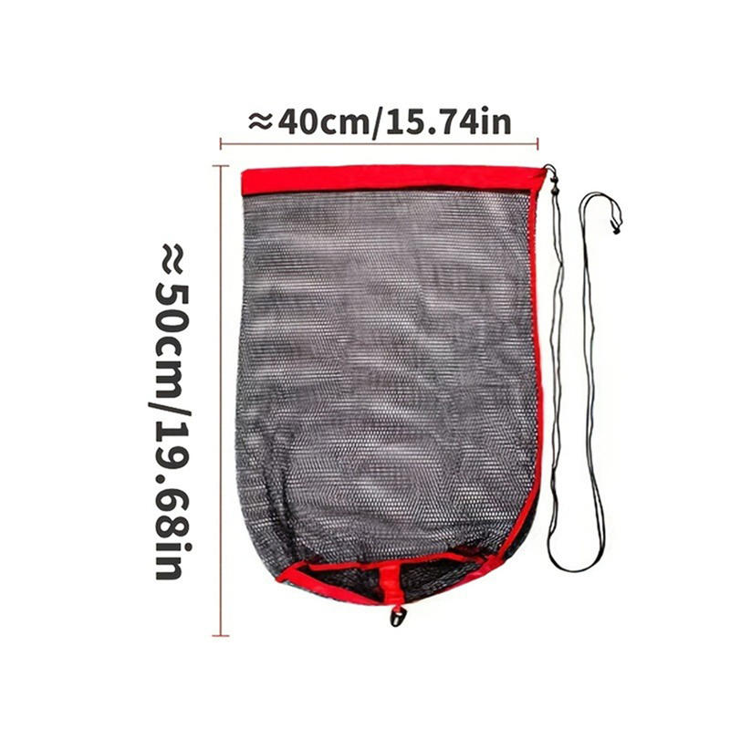 1/2pcs Fishing Landing Net Fishing Catching Collection Bag With Drawstring Portable Fish Net Encrypted Mesh Fish Holding Bag For