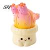 Cute Resin Cactus Mini Figurine Miniature Potted Plant Ornament Small Artificial Fake Cacti Decorative for Car Dashboard Home Office Desk Decor