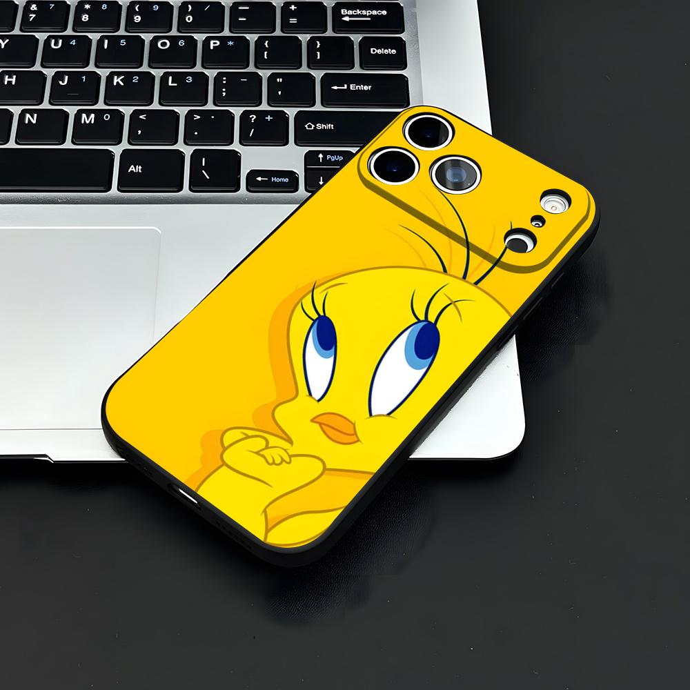 Cartoon T-Tweety Bird Cute Phone Case For IPhone 17 Air 16 E Pro Max 15 14 13 Mini 12 Pro 11 Max Plus Black Soft Shell