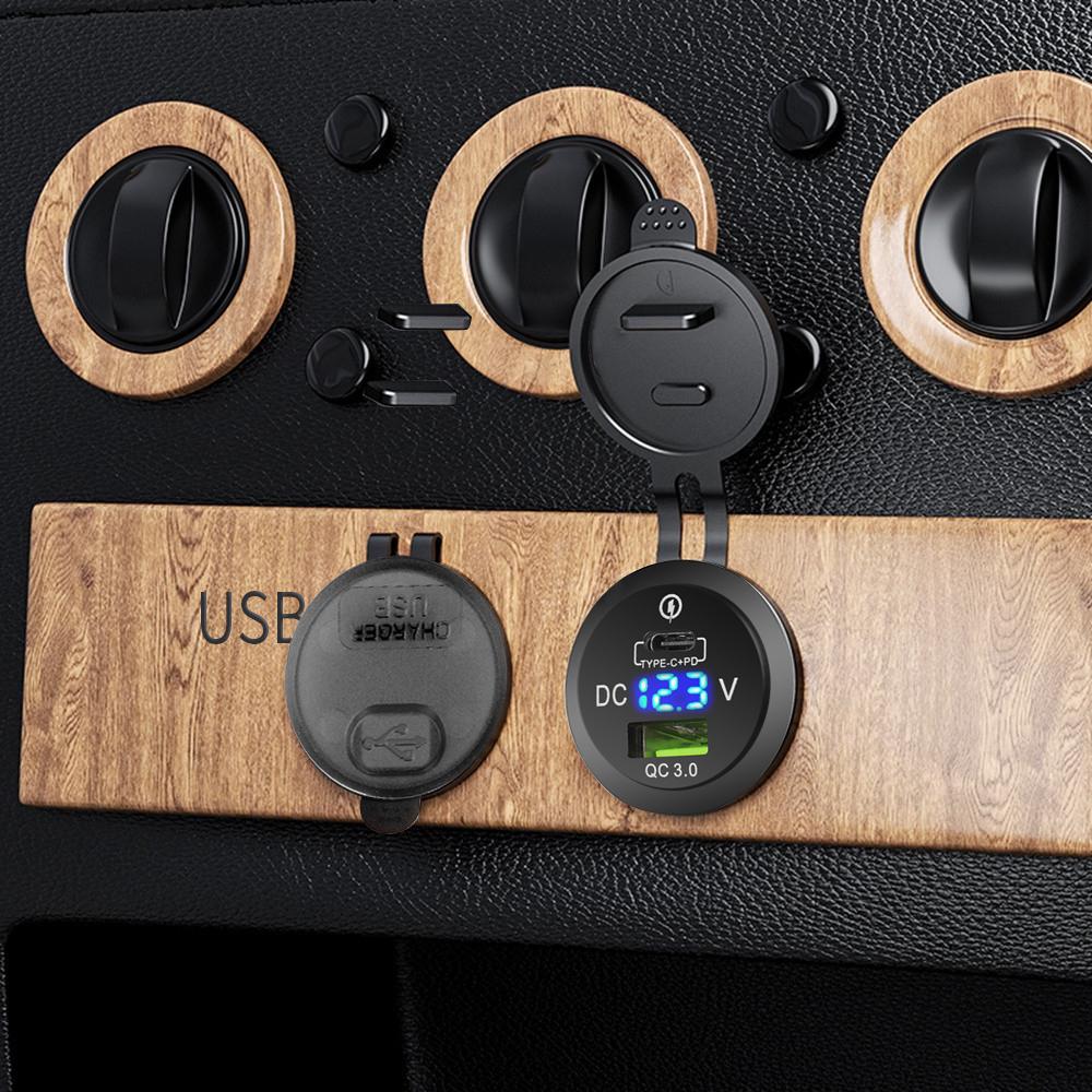 USB-разъем для зарядного устройства, адаптер питания Pd Type C Qc 3,0, водонепроницаемый двойной USB-порт, быстрая зарядка для автомобиля, лодки, внедорожника, седана, внедорожника