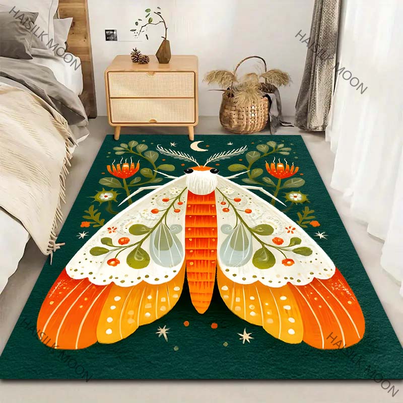 1PC Mysterious Moth Divination Elements Pattern Carpet for Living Room Bedroom Sofa Home Decor Non-slip Floor Mat Area Rug
