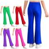 Girls Cheerleading Dance Pants Flared Bell Bottom Design with V Front Elastic Waistband Comfortable Color Block Trousers