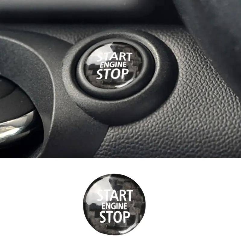 1PC Carbon Fiber For MINI Cooper R55 R56 R57 R60 Car Key Engine Start Stop Ring Frame Cover Button Sticker Auto Accessories ulqch44