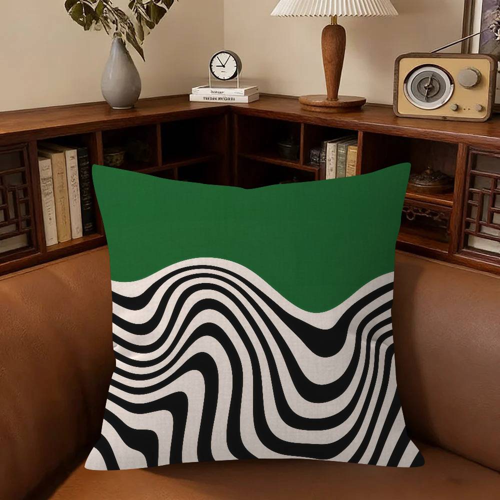 Abstract Green Bauhaus-Style Cushion Cover Car Throw Pillow Case For Sofa Car Christmas Gift