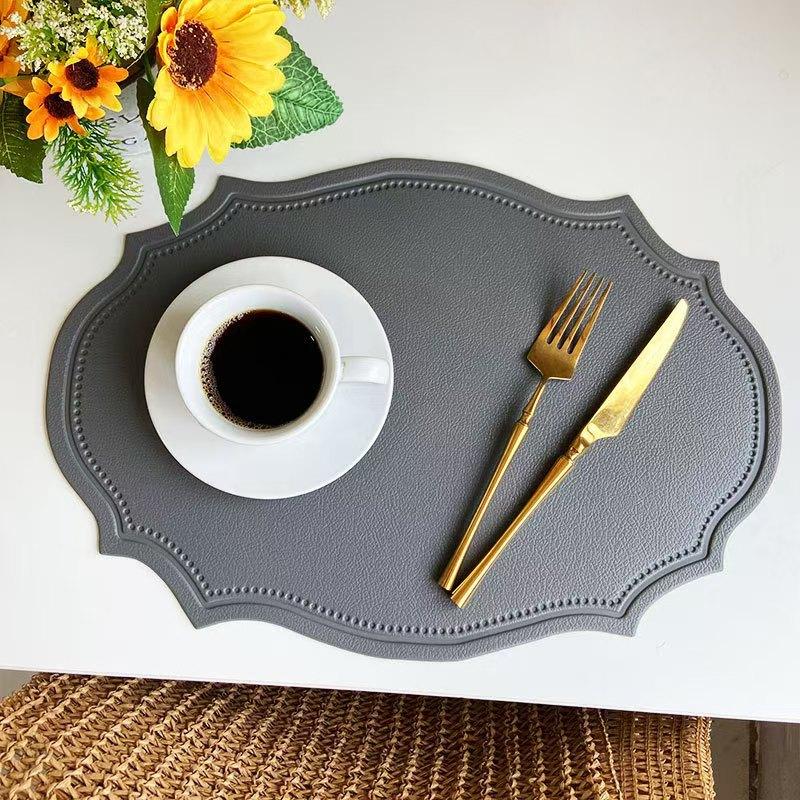 Retro Imitation Leather Placemat Waterproof and Oil-proof Western Dining Mat Nordic Thermal Insulation Mat Table Mat Household Anti-scalding Mat