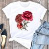 (Asian Size) Tee Top Flower Floral Style Trend Cute Women T Shirt Woman Female Short Sleeve Clothing Print Fashion Graphic T-shirts