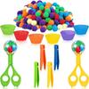 Colorful Early Education Toy Rainbow Counting Pompoms Pompoms Tweezers Toy  Kids Early Education
