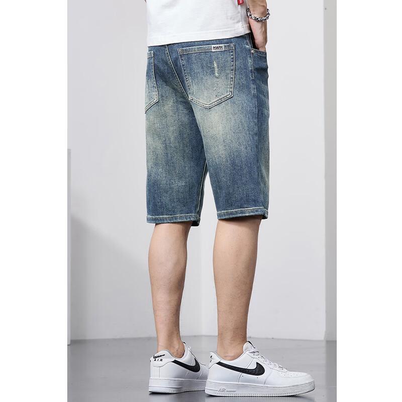 Mark Fairwhale Men's Summer Casual Straight-Leg Denim Shorts