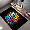 Colorful "Stay True" Graffiti Art Carpet, Black Background, Modern Style Suitable for use as an anti-slip for living room bedroom sofas
