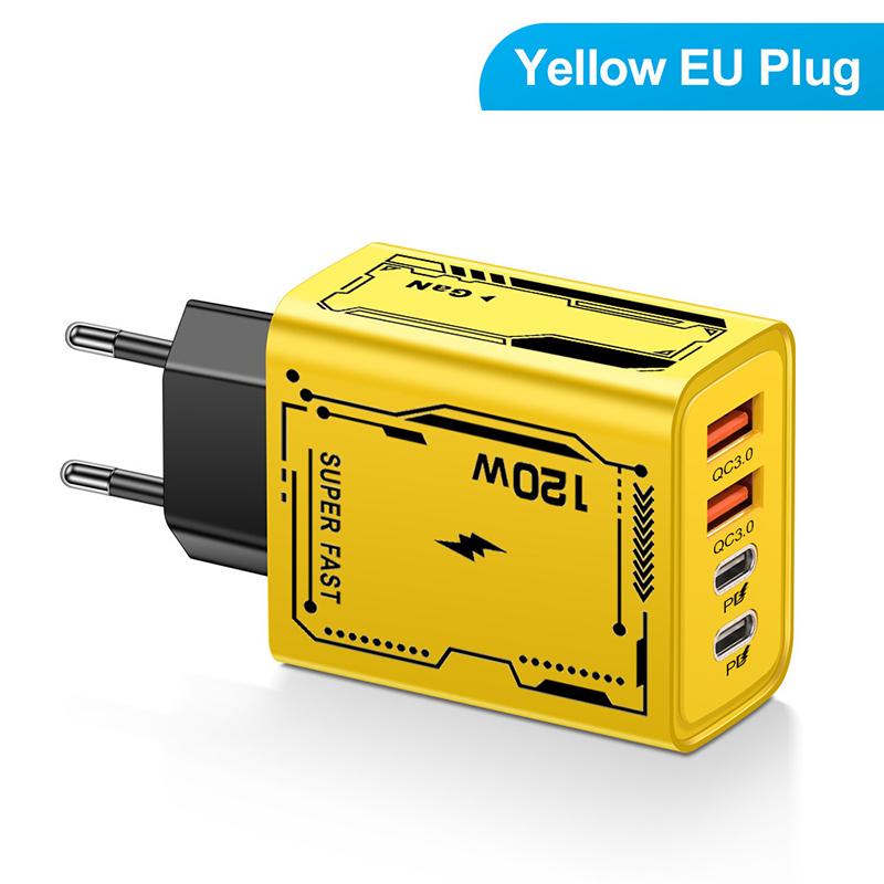 Быстрое зарядное устройство 120 Вт Type-C USB PD Quick Charge 3.0 Адаптер US EU для iPhone 15 14 Samsung Xiaomi Huawei USB C Зарядка телефона от сети