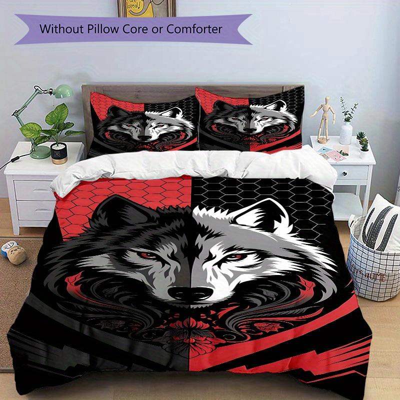 3pcs set Wolf Pack 1 Quilt Cover + 2 Pillowcases, All Seasons Bedroom Setting, Perfect for Home and Dorm Decor a158
