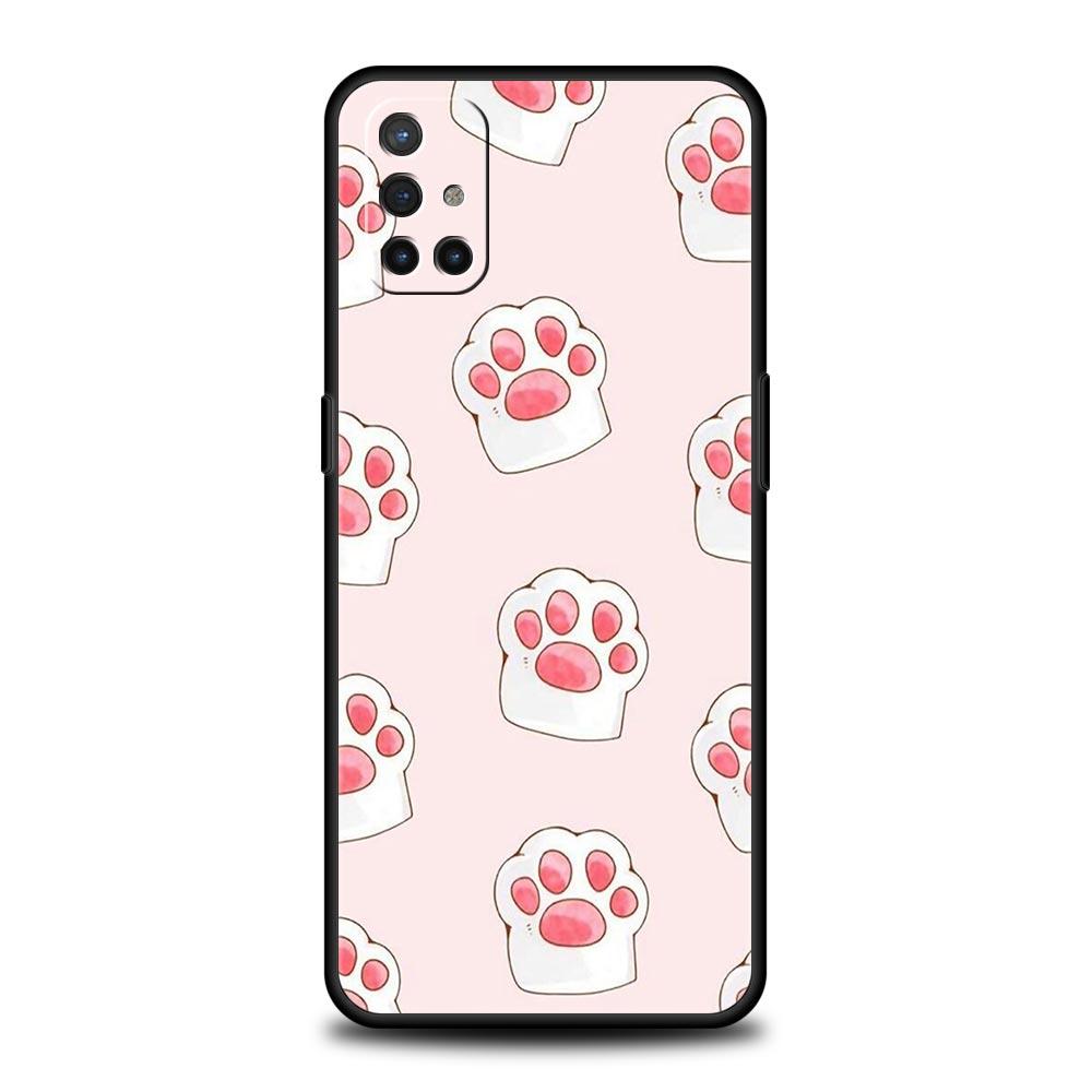 Cute Cat Dog Paw Love Phone Case For OnePlus 12 11 10 9 8 7 7T Pro 12R 10R 9RT 9R 8T Nord N100 N200 N10 2T CE 2 5G Black Cover