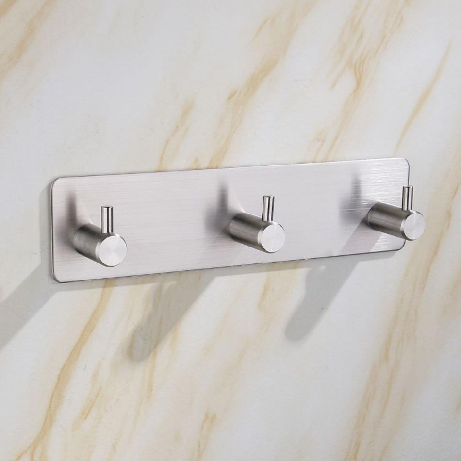 Крючок для стены из нержавеющей стали, матовый черный, 2, 3, 4, 6 рядов, крючок для халата для ванной комнаты, спальни, кухни, двери, держатель для полотенец и ключей