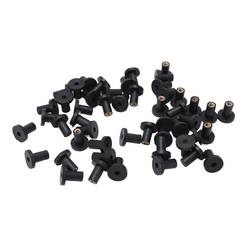 50PCS M5 Thread Rubber Well Nut Fasteners Black Rubber Fairing Mounting Nuts Motorcycle/Car