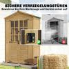 Outdoor Wooden Storage Cabinet, Garden Tool Shed with Acrylic Windows for Patio, Light Brown