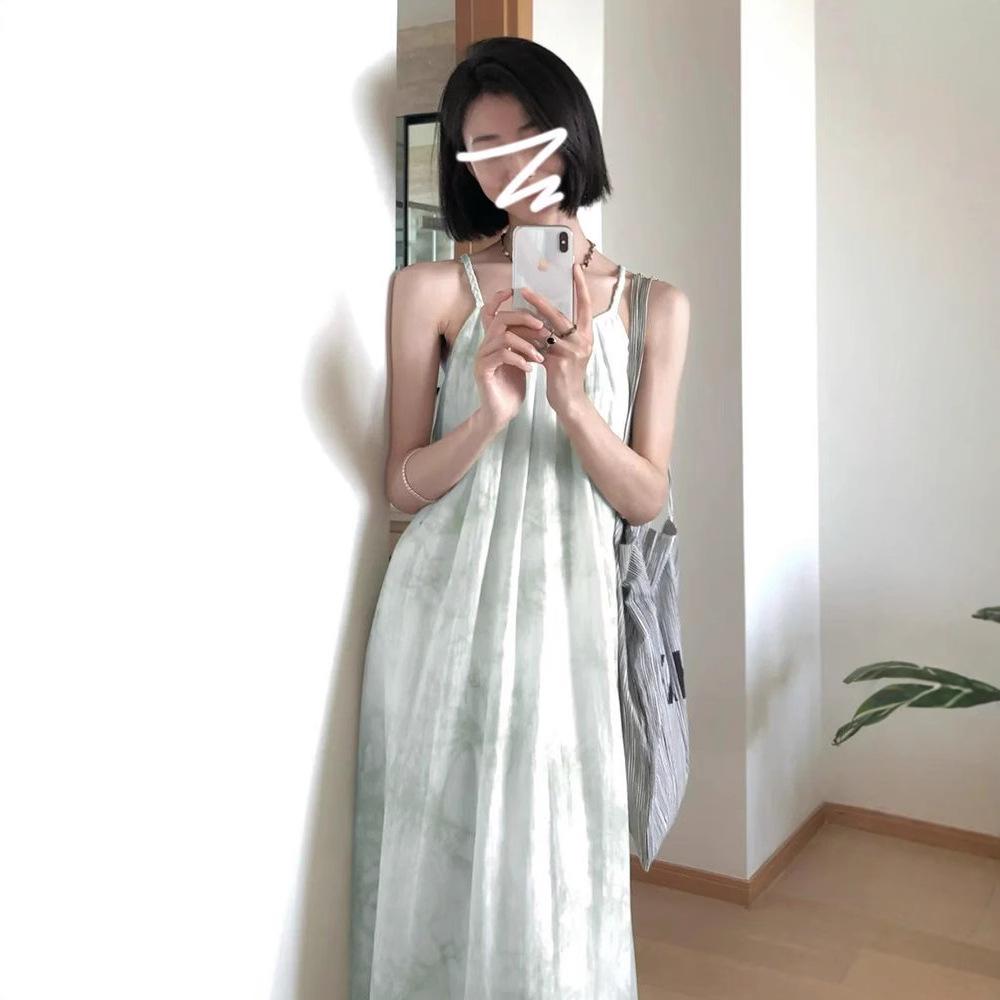 Летнее французское маленькое платье без рукавов средней длины, стройнящее, для женщин, 2024