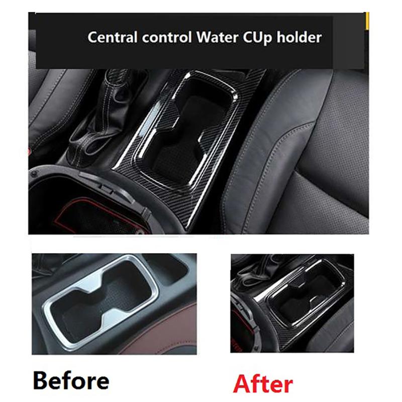 for Nissan Navara NP300 2016-2019 Car Front Water Cup Holder Frame Cover Trim Sticker Carbon Fiber Accessories