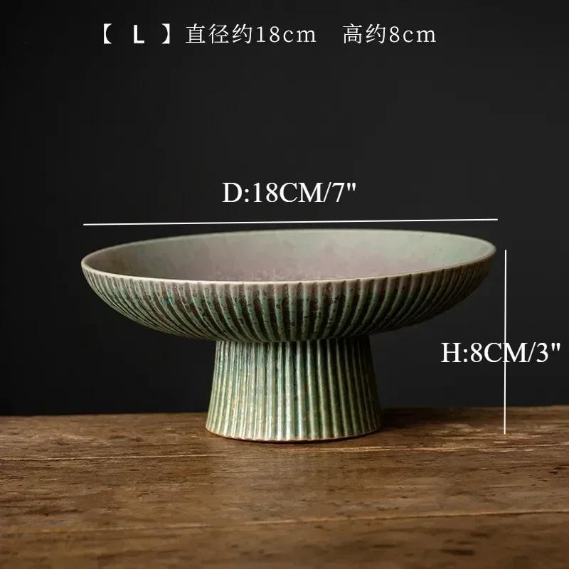 Бытовая винтажная фруктовая тарелка керамический поднос для закусок японская высокая подставка тарелки для ужина с орехами гостиная конфетница кухонные аксессуары