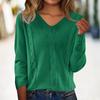 Женский модный повседневный однотонный пуловер с V-образным вырезом и длинным рукавом