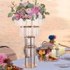 3/4 Tiers Wedding Gold Crystal Flower Stand,Iron Round Pedestal Stand Freestanding 50*90cm for Weddings,Birthday Parties
