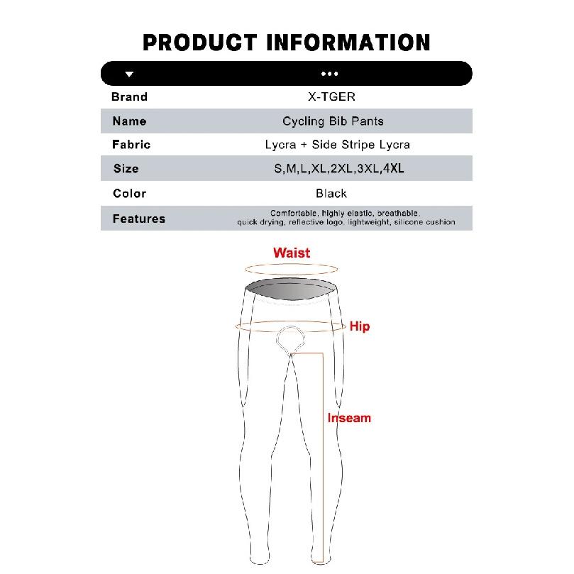 X-TIGER Men's Cycling Bib Pants Three Pockets Breathable Shock 5D gel Pad TMB Mountain Road Cycling Pants Cycling Equipment