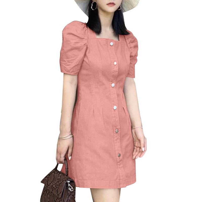 ZANZEA Женское летнее повседневное платье с квадратным воротником и коротким рукавом