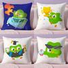 Cute D-Duolingos Pillow Case Short Plush Double-Sided Printing Home Machine Washable In Warm Winter Cushion Cover