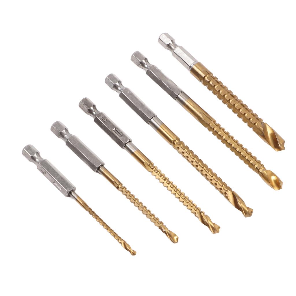 Набор из 6 зубчатых сверл с прямым шестигранным хвостовиком, спиральные сверла по дереву с зубчатой кромкой