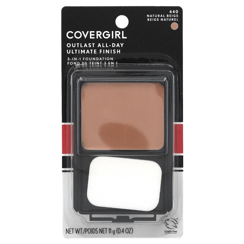 Covergirl Outlast All Day Ultimate Finish, 3-in-1 Foundation, 440 Natural Beige, 0.4 Oz (11 G)