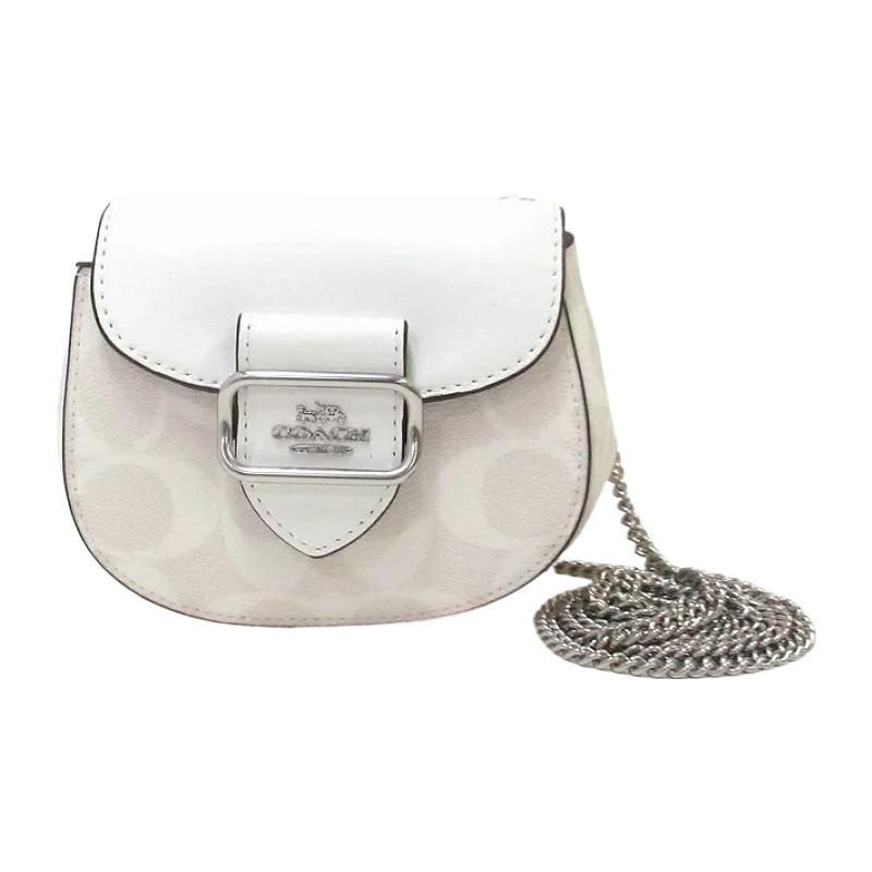New COACH Morgan Canvas With Leather Saddle Bag, Crossbody Bag, Shoulder Bag Women's White CK439-SVVS5