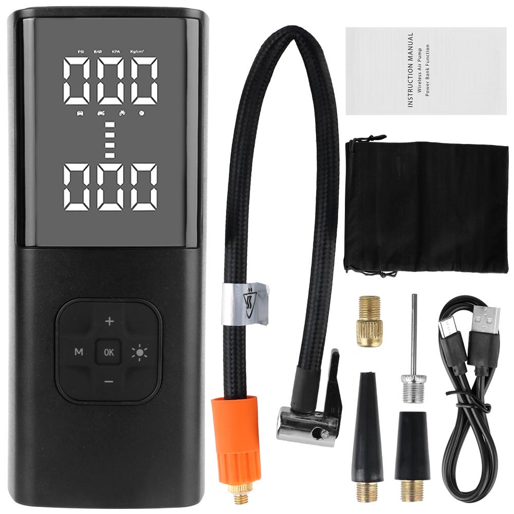Беспроводной воздушный компрессор для накачивания шин автомобиля, цифровой воздушный насос, устройство для надувания коврика для кемпинга и подушки, с фонариком и повербанком
