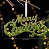 3D Lightweight Festive Green Glitter Detail Pendant PC Christmas Tree Snowflake Ornaments For Indoor Home Living Room Wall