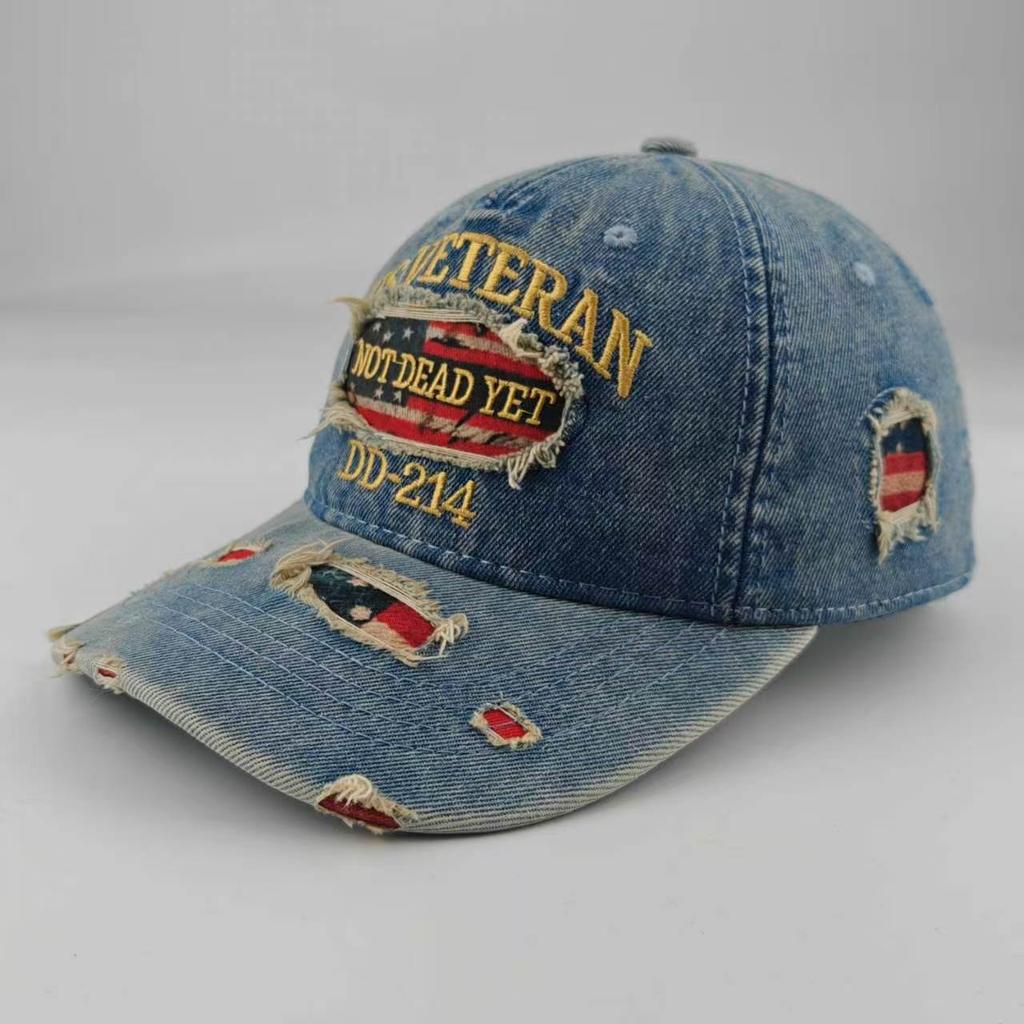 Anniversary USA Flag Distressed Baseball Cap, Vintage Washed Ripped Patriotic Dad Hat for Men Women, Retro American Flag Trucker Hat for 4th of July