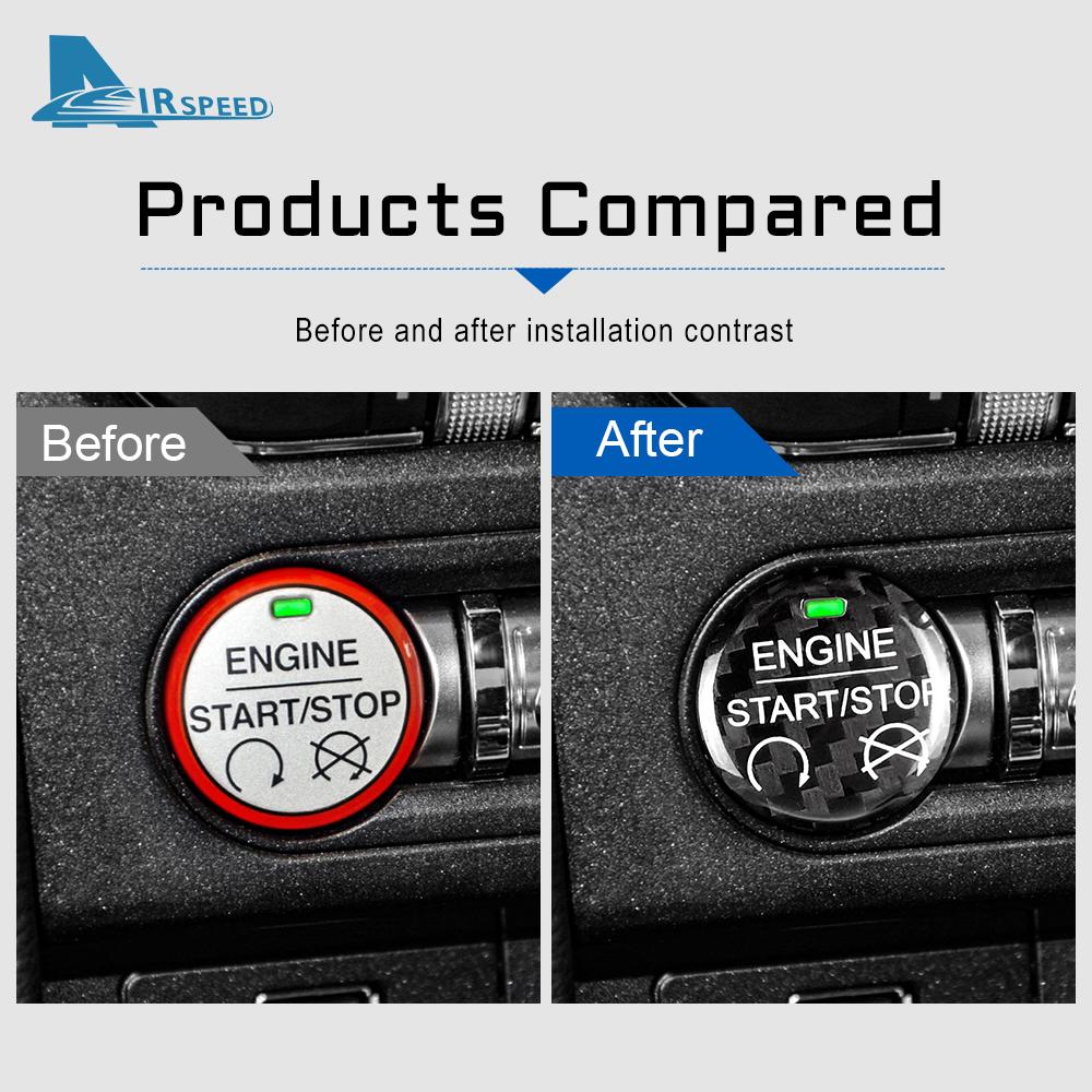 Real Hard Carbon Fiber Cover For Ford Mustang 2015 2016 2017 2018 2019 2020 2021 2022 Car Engine Start Stop Button Sticker